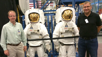 Axel Enders (right), associate professor of physics and astronomy, and Scott Tarry, director of the Nebraska NASA EPSCoR program, attended a program kick off meeting for Enders’ newest NASA grant at Johnson Space Center in Houston, Texas.