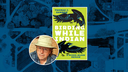 A composite image shows Thomas Gannon, associate professor of English and ethnic studies, and the cover of his book.