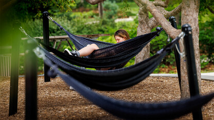 Elsie McCabe in hammock