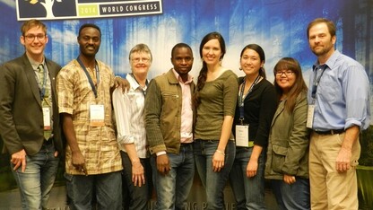 Humphrey Kalibo (second from left) at the 24th International Union of Forest Research Organizations (IUFRO) World Congress, which took place in October in Salt Lake City. (Courtesy photo)