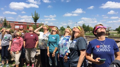 Nebraska educators learn how to safely view a solar eclipse during training at Raising Nebraska on June 1. 