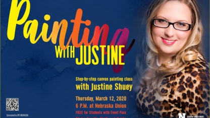 Come hang out, relax, and paint with Justine on March 12, 2020 in the Union Ballroom 