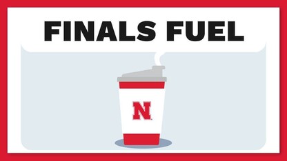 Finals Fuel graphic showing a steaming cup of coffee