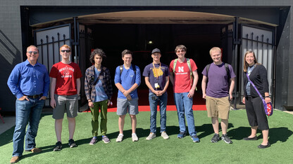 The Husker STEM VR Team from left to right: Jeff Falkinburg, Tyler Senne, Connor Unger, Ryan Schumacher, Parker Brown, Jackson Herman, Jackson Maschman, and Brittney Palmer.