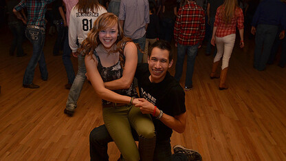 After recovering from a car/bike collision, mechanical engineering student Isra Somanas (right) has returned to a favorite hobby — dancing at Lincoln’s Pla Mor Ballroom. At left is a dance partner, Liz Merrett, also a UNL student.