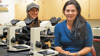 Johnica Morrow (left) and Elizabeth Rácz, doctoral students, are co-authors of a paper that examines the parasitology found in archaeological sites in Nivelles, Belgium. (Mekita Rivas | Natural Resources)