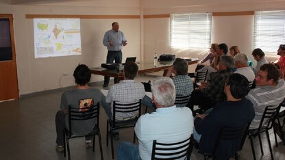 Mark Svoboda teaching a group in rural Argentina how to develop a drought early warning system. (Courtesy photo)