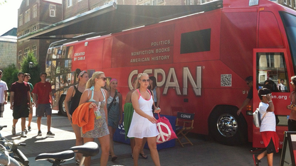 The C-SPAN bus during a stop at the University of Wisconsin. The bus will stop at UNL on Oct. 15.