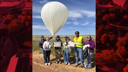 The Aerospace eXperimental Payloads team is readying a balloon to be launched during Monday's solar eclipse.