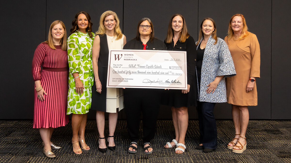Trauma-Capable Schools: WIN Chairs (left to right) Halley Kruse, Peg Slagle, Lisa Smith, Betsy Tonniges, Tina Spatz and Karen Linder are pictured with Cheryl Turner (middle), training specialist and project lead for Trauma-Capable Schools at the University of Nebraska–Lincoln.