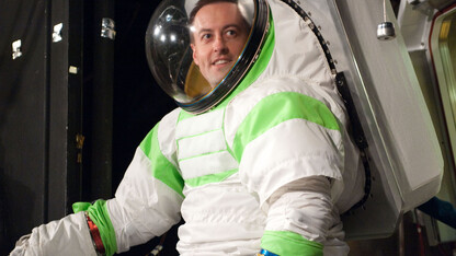 UNL alumnus Dana Valish serves as a test subject in NASA's Z-1 spacesuit testing at the Johnson Space Center in Houston, Texas. He is part of a team developing the Z-2, NASA's newest prototype spacesuit.