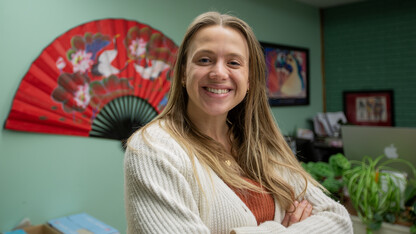 Alumna Natalie Wiebelhaus poses for a photo in Lincoln's Asian Community and Cultural Center. The center is supported through the UNL Combined Campaign.