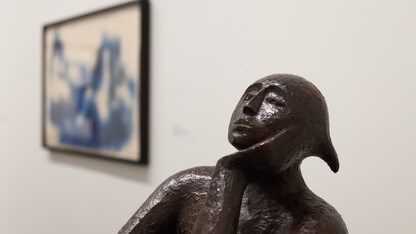 Elizabeth Catlett’s “Pensive Figure” (1968) is one of 12 works selected by Dr. Bridget R. Cooks for the gallery installation “Revising the Future.”