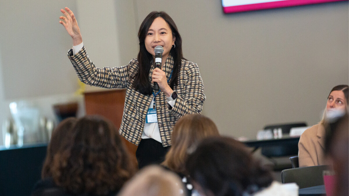 Ying Xu, assistant professor of education at Harvard University, outlines the role and impact of artificial intelligence on children at the 2026 CYFS Early Childhood Research Summit at Nebraska Innovation Campus. (Kyleigh Skaggs, Kindred Media)