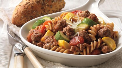 Ground Beef & Pasta Skillet Primavera