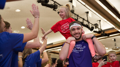 A young patient of Children's Hospital gets a dancing boost at the 2017 Huskerthon dance marathon, which raised $174,000 for the hospital. The 2018 event is slated for Feb. 17.