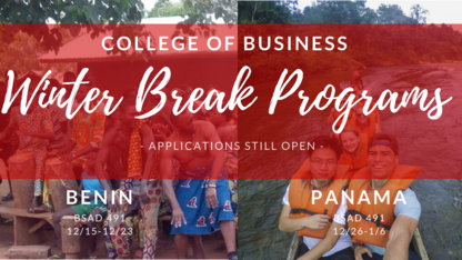 Global Immersion - Winter Break Abroad Programs The winter break abroad programs to Panama and to Benin are still accepting applications via MyWorld through Saturday, September 15. These programs are a great opportunity for you to earn business credit whi