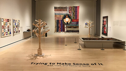 Gallery view of the 9/11 tribute exhibition at the International Quilt Museum.