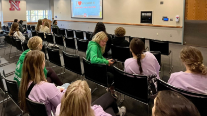 Nebraska high school students attend professor Frauke Hachtmann's "Career Talk: Advertising and public relations" session at the city campus union.