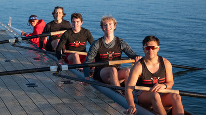 Kevin Fierro-Chavez (front) is vice president of the UNL Rowing Club.