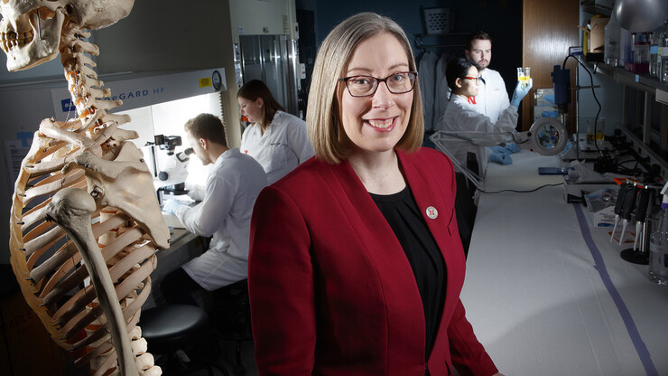 Rebecca Wachs earned a National Science Foundation CAREER award to support her development of a non-opioid treatment of back pain.