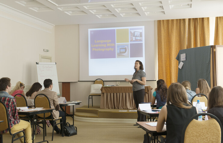Bock Thiessen works with English language teachers in Ukraine as an English Language Specialist teacher-trainer.