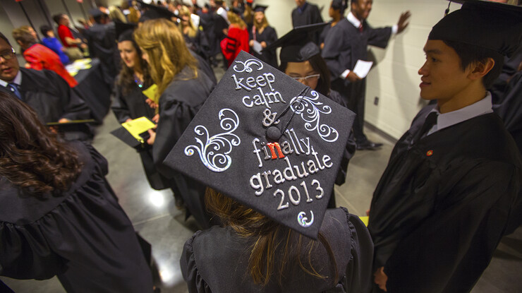 Angie Loong of Malaysia wore her philosophy on her mortar board for the December 2013 commencement exercises.