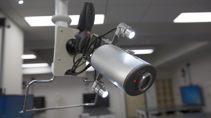 The anatomy lab features high-definition cameras that can be used by students during cadaver dissection.