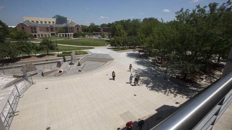 Upgrades to the middle and east part of the Nebraska Union Plaza, including replacement of steps next to Broyhill Fountain, were completed in the previous two summers.
