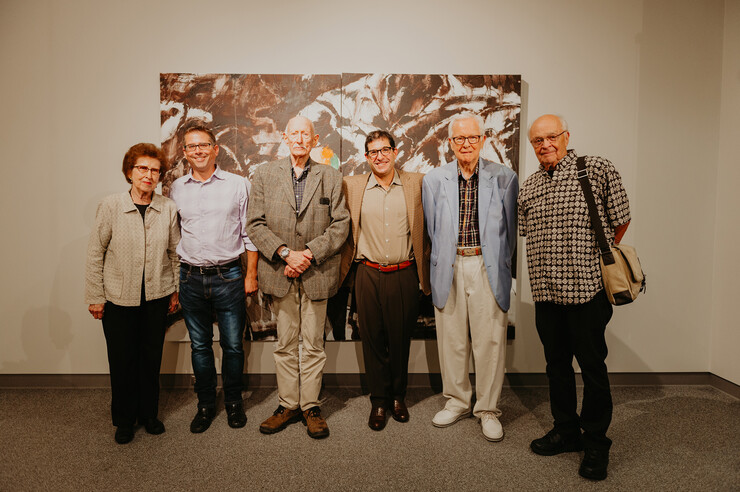 Ross at exhibition opening with Dorene Eisentrager, Aaron Holz, David Routon, Matthew Sontheimer, Dan Howard