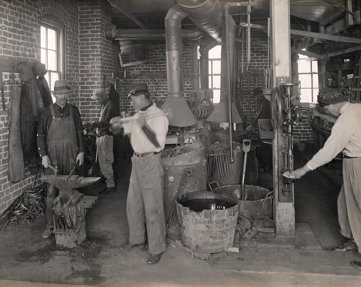 Blacksmith shop at the Genoa Indian School in 1911.