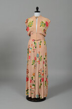 Two-piece gown designed and produced by Ilona Dorenter Berk of Lincoln for her personal use, circa 1945; gift of Jim Berk to the Historic Costume Collection.
