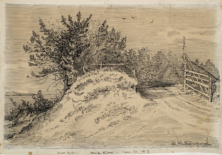 “Sandbank, Shark River, Ocean County, N.J.” circa 1900, ink on paper