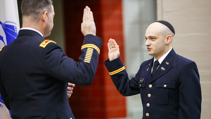 Jared Polack of Omaha was commissioned a second lieutenant in the U.S. Army during a Dec. 20 ceremony in Memorial Stadium.