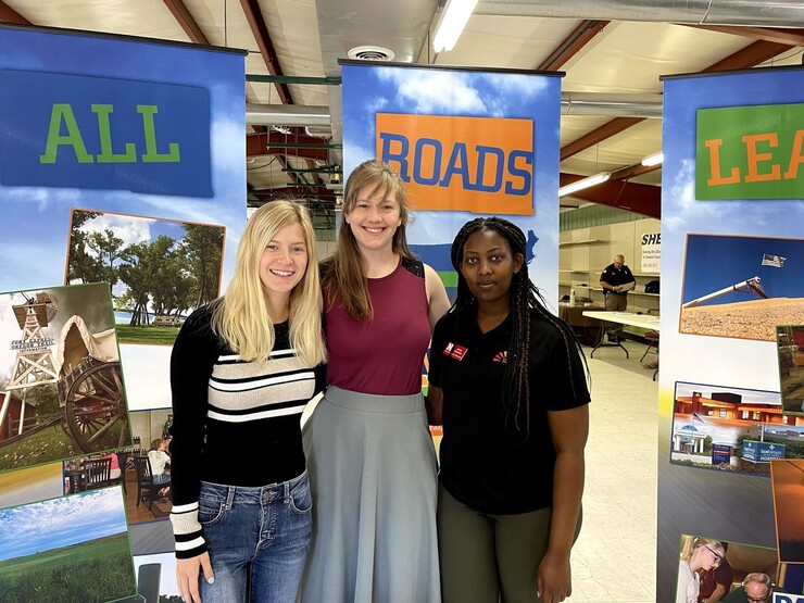 Rural Fellows Tori Pedersen (left), Alicia Pannell (center) and Janet Kabatesi coordinated and hosted a job fair for community members in Dawson County.