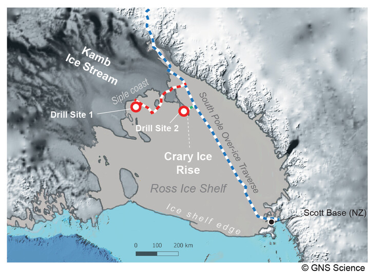 A map of the SWAIS 2C drill sites