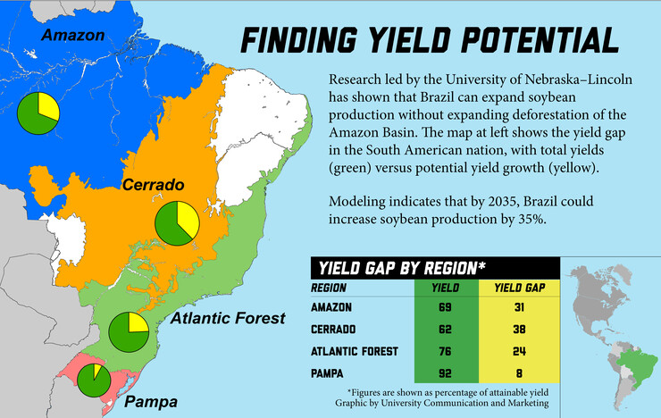 Graphic showing yield gap by region in Brazil