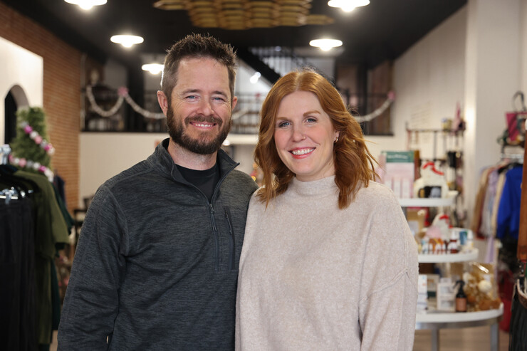 Dustin and Jessalyn Crawford stand in their newly remodeled business.