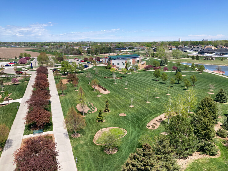 Aerial view of Yanney Heritage Park in Kearney, Nebraska