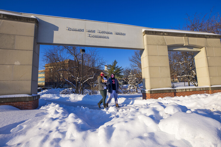 Students met the first day of classes for spring semester with the campus covered in deep snow after a record-setting snowfall caused a two-day delay in the start of the "spring" semester.