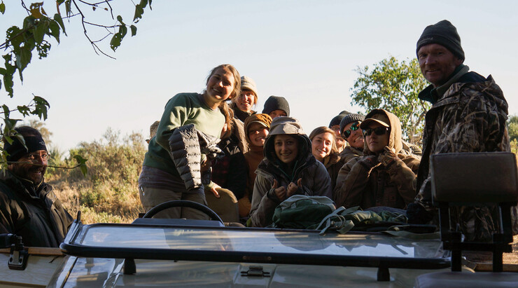 The UNL group prepares to head out for a day of fieldwork at the Mashatu Game Reserve in Botswana, Africa.
