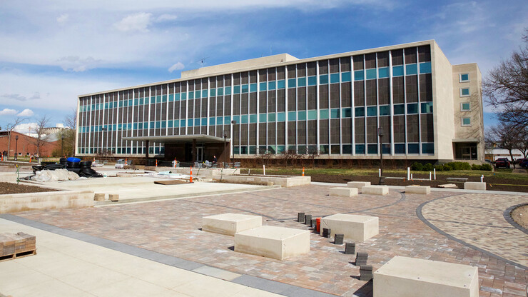 Completion of the Centennial Mall upgrade this spring will improve access to the west entrance to UNL's Andersen Hall (pictured). 