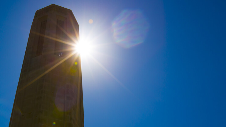 The sun skirts UNL's Mueller Tower on July 18. A high-pressure system is expected to raise Midwest temperatures to dangerous levels from July 20-22.