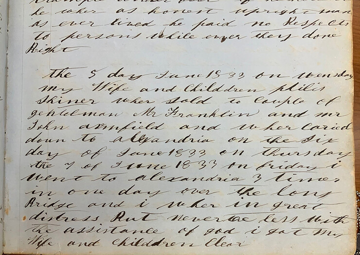 A page from Michael Shiner's diary is dated 15th June 1833.