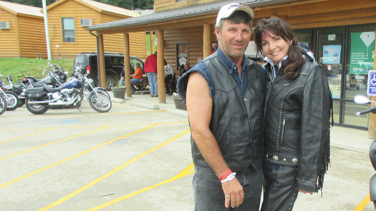 Pat Wemhoff and her husband during a motorcycle trip to the Black Hills.