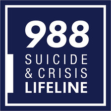The 988 number on a navy background