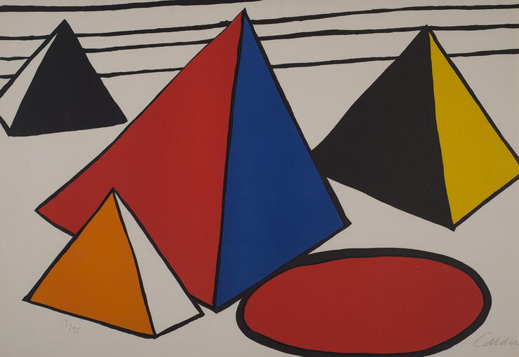 "Four Pyramids" by Alexander Calder is a featured painting in Sheldon's "Shape Up" exhibition.