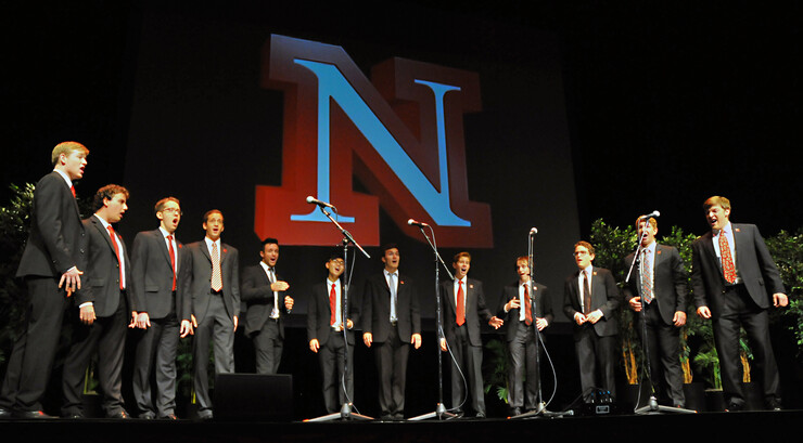The UNL a cappella group Rocktavo performs during the 2013 State of the University address.