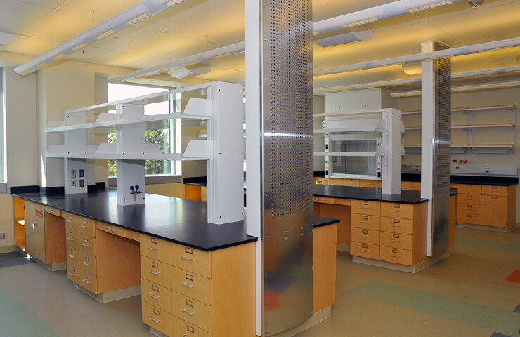 The new addition to the Ken Morrison Life Sciences Research Center includes seven new lab spaces. The project added about 30,000 square feet to the research building.