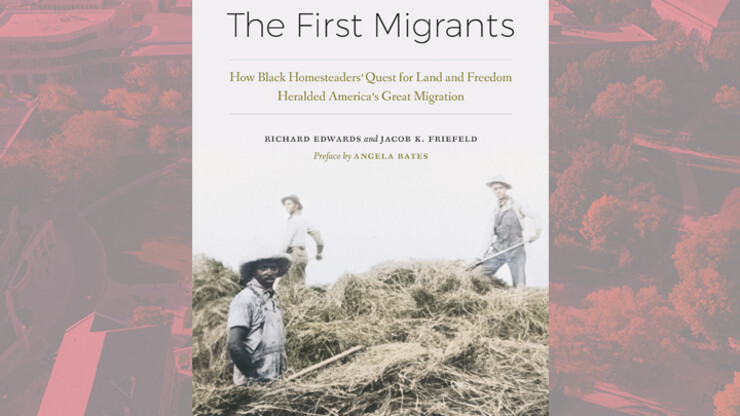 Detail of the cover of Rick Edwards' new book, "The First Migrants."